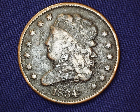 Nicely Detailed 1834 Classic Head Half Cent LOW 141,000 Mintage   #S160 Cover