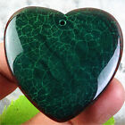 DBR09922 47x46x7mm Green/white Fire Dragon Veins Agate Heart Pendant Bead