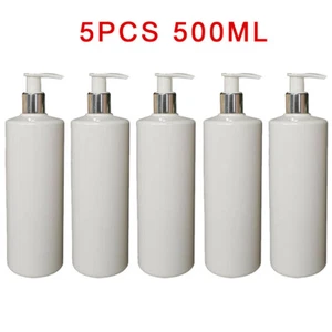 5PCS 500ml PET Empty Refillable Shampoo Lotion Bottles With Pump Dispensers - Picture 1 of 5