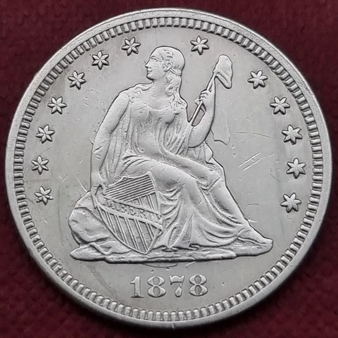 1878 Seated Liberty Quarter 25c Higher Grade AU + #56986 Cover