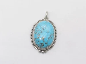 Large Navajo Handmade Pendant Sterling Silver and Prince Turquoise - Picture 1 of 7