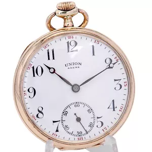 46 mm ø - Vintage Union Ancre oro amarillo 585/14K reloj de bolsillo para hombre - Imagen 1 de 14