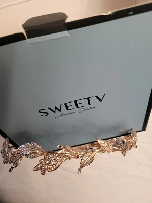 SWEETV Gold Wedding Headband, Bridal Headpieces Wedding, Birthday - Image 1 of 3