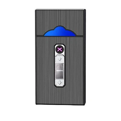 2-in-1 Metall Zigarettenetui Zigarettenschachtel USB Zigarettenbox mit Feuerzeug - Bild 1 von 4