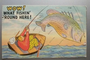 Humor - Comic Postcard, Fishin' Fishing vintage PC Postcard - Picture 1 of 2