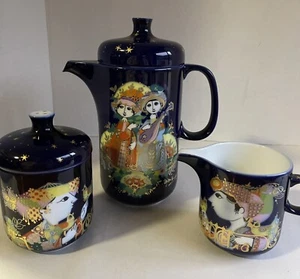 Rosenthal Bjorn Wiinblad 1001 Nächte Nacht Tee/Kaffee Set. Topf/Zuckerglas/Milchkännchen - Bild 1 von 9