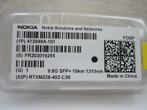 NOKIA FOSP 472949A.101 9.8G SFP+ 10km 1310nm 52P RTXM228-402-C39 - Picture 1 of 5