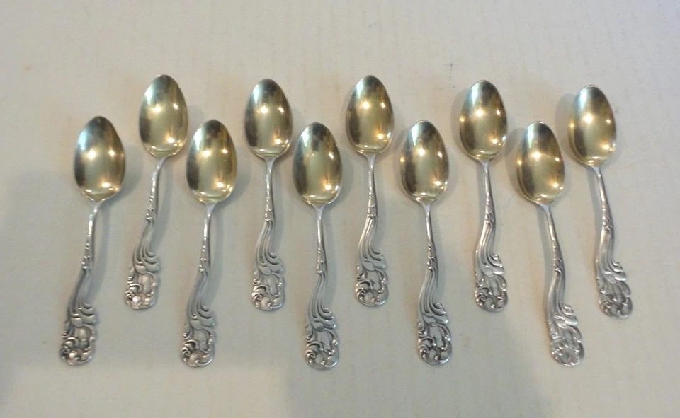 SET/10 FRANK M. WHITING "MARQUIS" STERLING SILVER DEMITASSE SPOONS, c. 1889 - Image 1 of 1