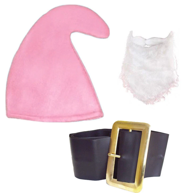 Cappello rosa, barba e cintura - costume gnomo nano/giardino vestito fantasia cartone animato - Immagine 1 di 1