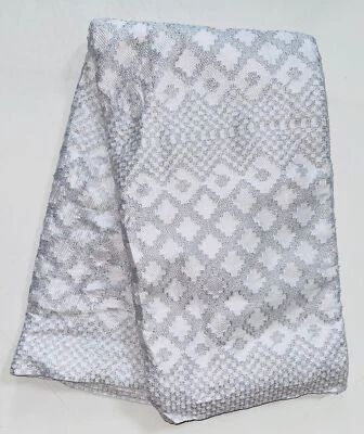 Tela africana/tejido Kente - plata, blanco "Tawiah", 4 yardas Foto 1 de 4