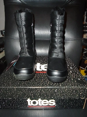 NIB TOTES WOMEN'S SIZE 8M JENNIFER BLACK SIP UP BOOTS WATERPROOF - Image 1 of 4