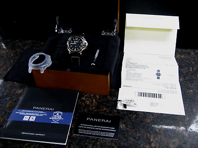 Officine Panerai Luminor Logo Black Dial - Stailes Steel-Leather Band- PAM 01084