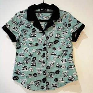 Revival | Funky telephone retro print short sleeved shirt | 100% Cotton | 8 - Picture 1 of 8