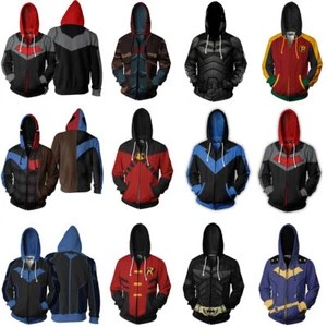 Titans Batman Bruce Wayne 3D Hoodies Nightwing Robin Sweatshirt Superhero Jacket - Picture 1 of 40