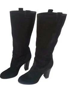 BOUTIQUE 9 "Belinda" Women's Black Leather Suede Mid-Calf Boots Size 8.5 M - Picture 1 of 9