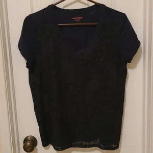 JOE FRESH Women’s Navy Blue Short Sleeve Laced Front Tee Size Large - Picture 1 of 4