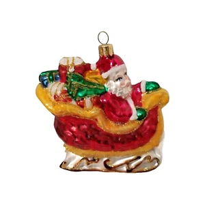 Impuls Christmas Ornament Santa Sleigh Hand Painted Made Poland NEW - Picture 1 of 15