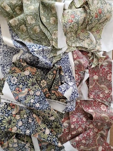 William Morris Fabric Remnants Bundle Various Prints Strawberry Thief - Picture 1 of 10