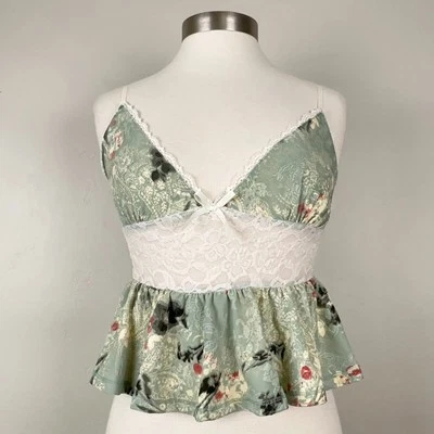 Ecote Camisole Women S Green Babydoll Y2K Coquette Romantic Festival Dainty Lace - Image 1 of 4