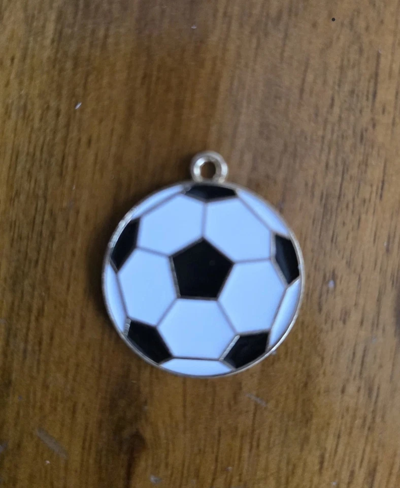  20 pack Rhodium Plated GOLD White Soccer Ball Cartoon Enamel Pendant Charm - Image 1 of 3
