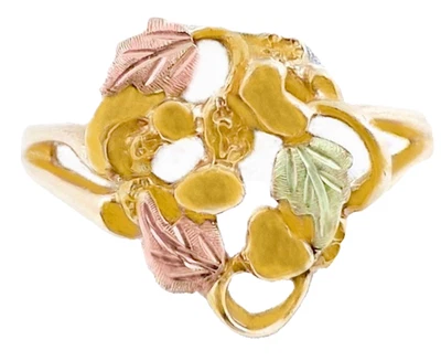 Anillo Black Hills Oro 10k Diseño Pepita Hojas Banda Talla 8 Foto 1 de 4