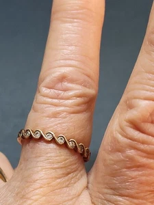 10k Rose Gold Sz 7 Diamond Wedding Anniversary Band Ring Stackable - Picture 1 of 10
