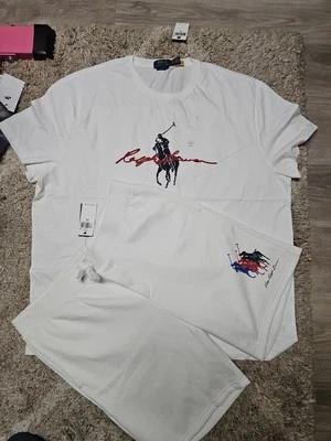 Hombre Polo Ralph Lauren Blanco Pony Camiseta Y Conjuntos Cortos Talla XXL Foto 1 de 4