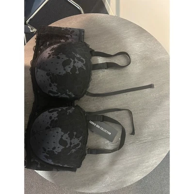 Sutiã sem alças Torrid Collection 40DDD preto renda floral - Imagem 1 de 4
