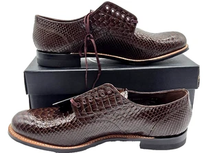 Stacy Adams Mens Madison Anaconda Print Leather Oxford Shoes Brown 11.5 NEW NIB - Picture 1 of 9