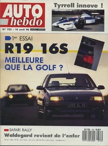 AUTO HEBDO n°723 18/04/1990 R19 16S VW GOLF GTI 16S SAFARI RALLY - Bild 1 von 1