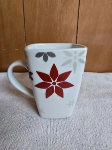 Food Network Linzerstar 10oz Square Porcelain - Red White Silver Christmas Mug - Picture 1 of 10