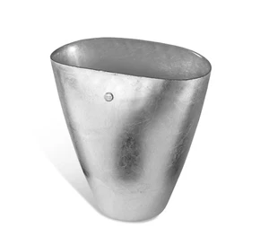 Deko Vase Übertopf Blattsilber Fantin Silber 24 cm - Bild 1 von 7