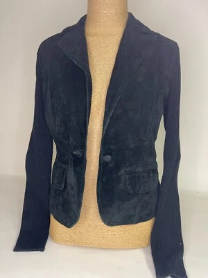 International Concepts Women's Black Suede with Ribbing Jacket Small - Image 1 of 2