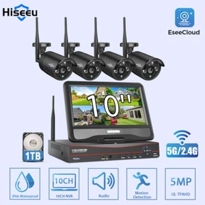 Hiseeu 5MP Camera 10CH NVR With Monitor 5G Wifi CCTV Home Security Camera System - Picture 1 of 10