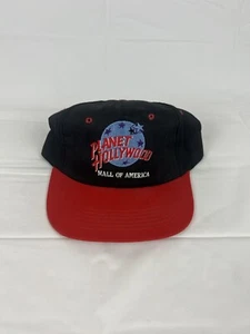 Vintage Planet Hollywood Hat Cap Black Red Snapback Mall Of America Snap 90s - Picture 1 of 4