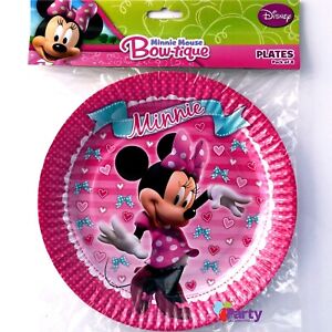 Minnie Mouse Plates x 8 Paper Dinner Girls Birthday Party Supplies Decorations
