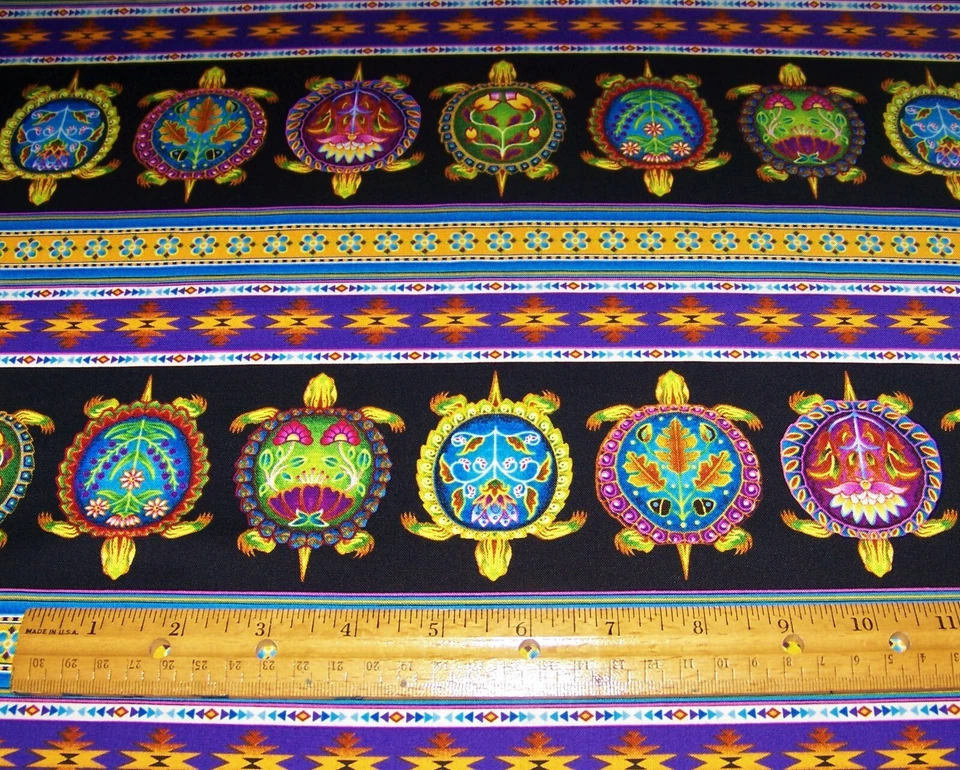 1码Elizabeths Studio彩色边带TURTLES 100%纯棉面料 — 第 1/1 张图片