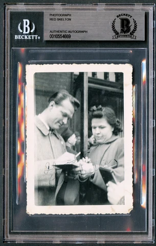 Red Skelton signed autograph 3x4.5 Vintage 1940s Snapshot Photo BAS Slabbed Cover
