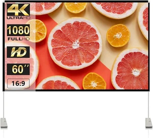 Projector Screen with Stand 60Inch Portable Projector Screen 16:9 4K HD Outdoor  - Picture 1 of 12