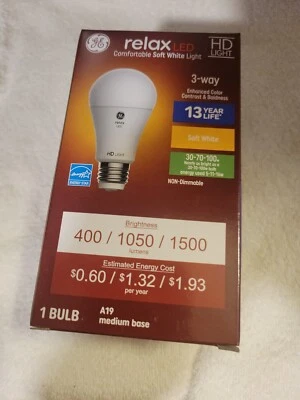 GE relax LED A19 HD+ Light 3-Way 400/1050/1500 Lumens 30W/70W/100W Soft White - Image 1 of 4