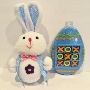 Plush Stuffed Easter Bunny Child Tic Tac Toe Game Set-Blue-Gift Set-Easter Gift - Picture 1 of 3