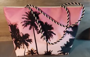 Bolso de Mano Verano Rosa Palmera Mango de Cuerda Piscina Playa Navegación 19x11 Avon - Imagen 1 de 3