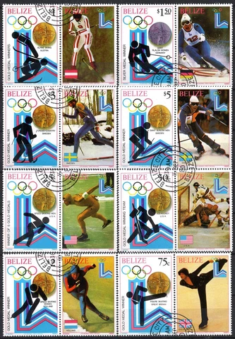 443 - Belize 1980 - Winter Olympic Games - Lake Placid - Medal Winners- Used Set Cover