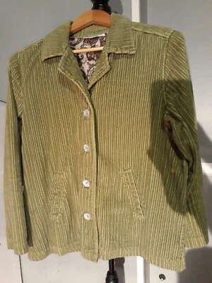 Chaqueta de granero de vestir verde para mujer mediana de pana 100 % algodón usada excelente  Foto 1 de 4
