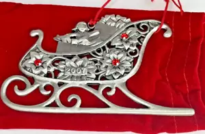 Avon 2007 Pewter Collectible Ornament - Sleigh - with pouch and box - Picture 1 of 6
