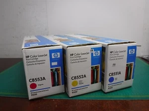 Set of 3 Genuine HP LJ 9500 - C8551A C8552A C8553A C M Y Toners SEALED BOXES - Picture 1 of 7