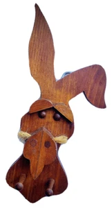 Whimsical Wooden Wall Hook 13" Bunny Dog Face Alf Vibes Folk Art Farm Animals - Picture 1 of 5
