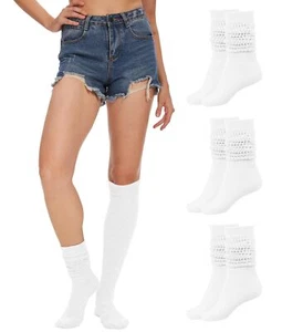 Womens Slouch Sock Scrunch Socks Retro Knee High Socks Soft Stack Chunky Cozy... - Picture 1 of 6