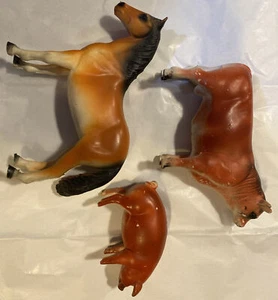 1950s creative playthings horse pig cow rubber Farm animals country livestock LG - Bild 1 von 12