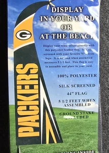 NFL GREEN BAY PACKERS 44" FLAG Premium Feather Yard Style 5 1/2' con asta NOS - Foto 1 di 4